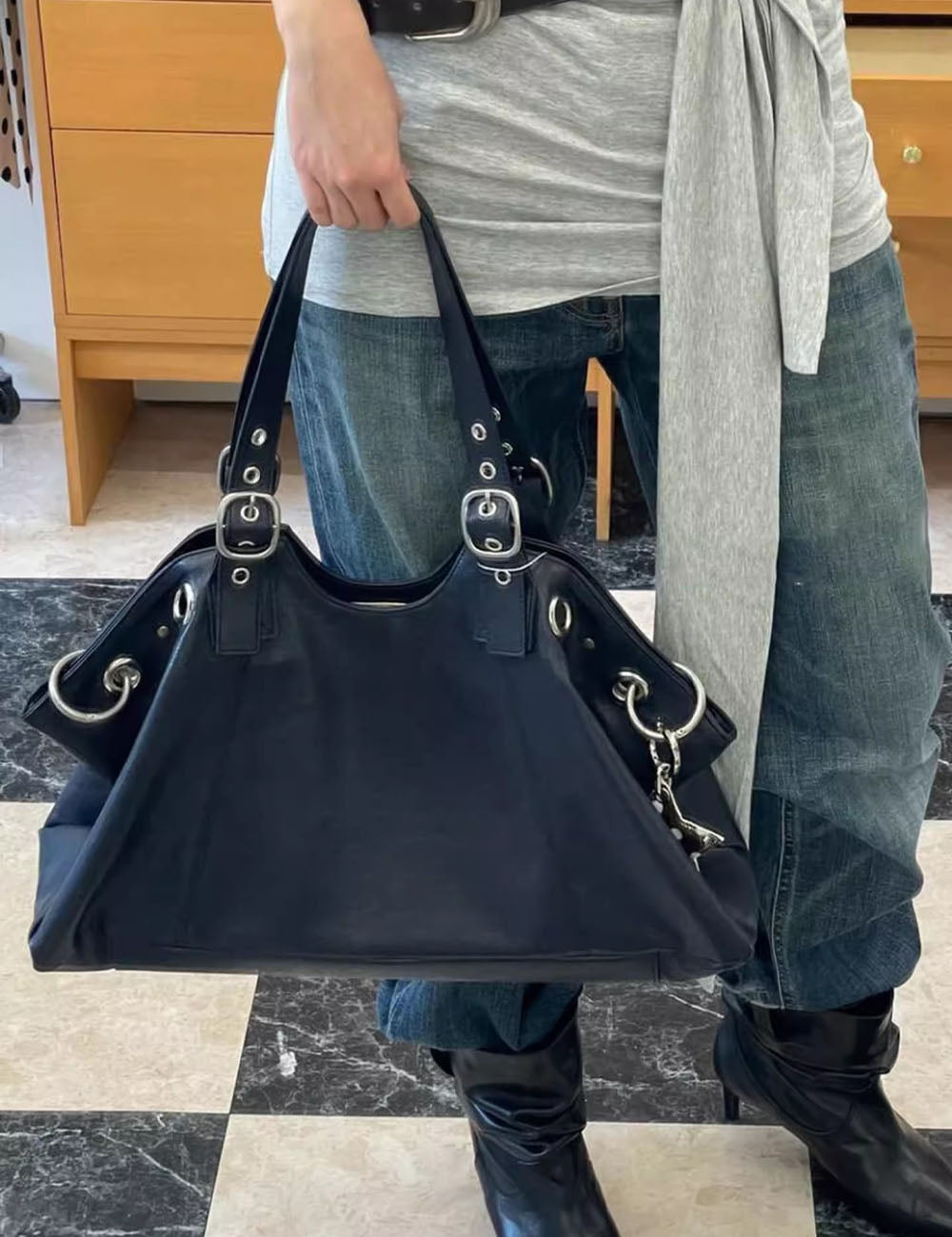 Minimalist Solid Color Large Capacity Tote Bag 6W10BBG1319