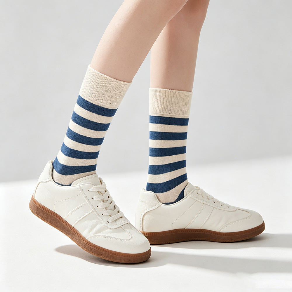 Striped Color Contrast Crew Socks - DippedShop Wholesale - #6915