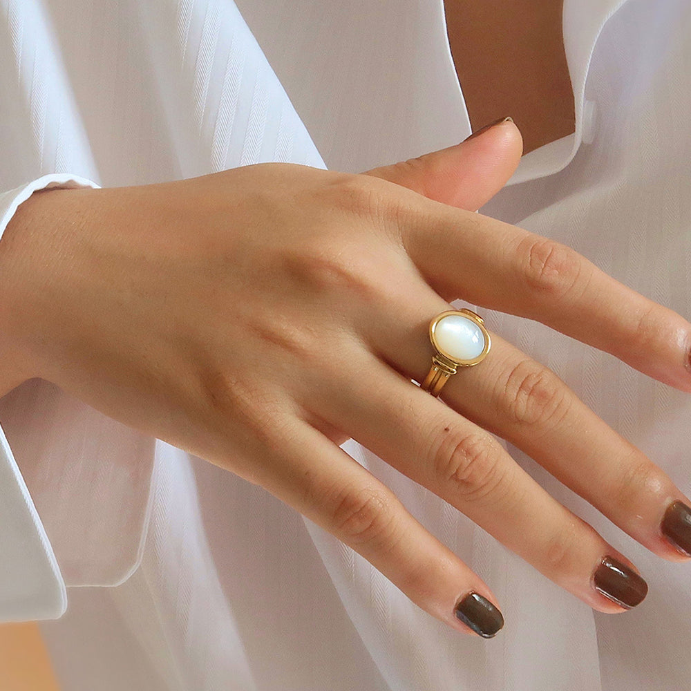 Oval Gemstone Statement Ring - DippedShop Wholesale - #2771