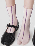 Color Contrast Striped Breathable Crew Tabi Socks 6W8FSO535