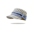 Striped Bow Foldable Wide Brim Hat 6W6HAT791