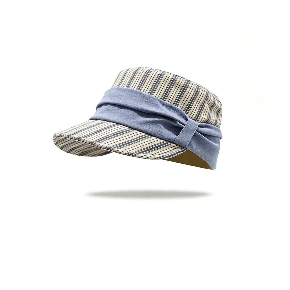Striped Bow Foldable Wide Brim Hat 6W6HAT791