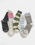 Winter Striped Color Contrast Warm Slouchy Socks 6W8FSO703