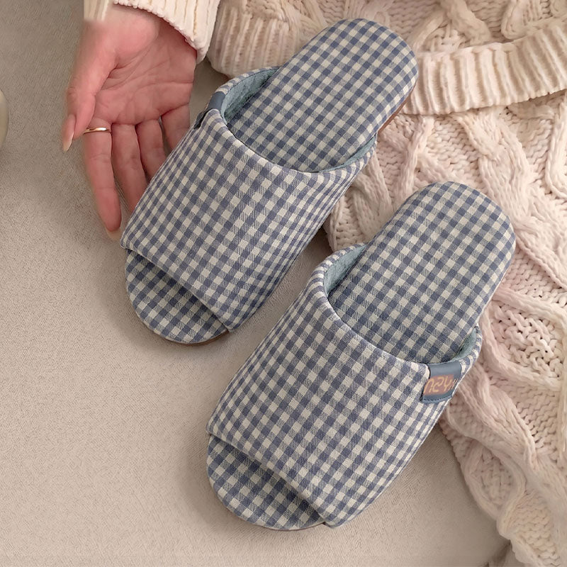 Plaid Soft Indoor Slippers - DippedShop Wholesale - #1859