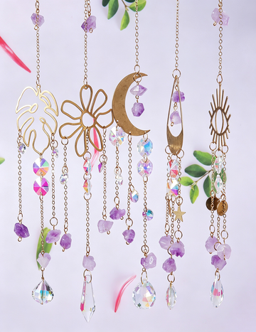 Hollow Floral Natural Stones Pendant Suncatchers MK2CZAS6H7HLS54