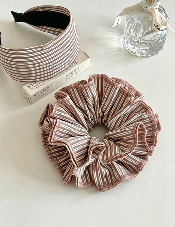 Fine Striped Headband Ruffled Scrunchie MK2BW6W6HSR41
