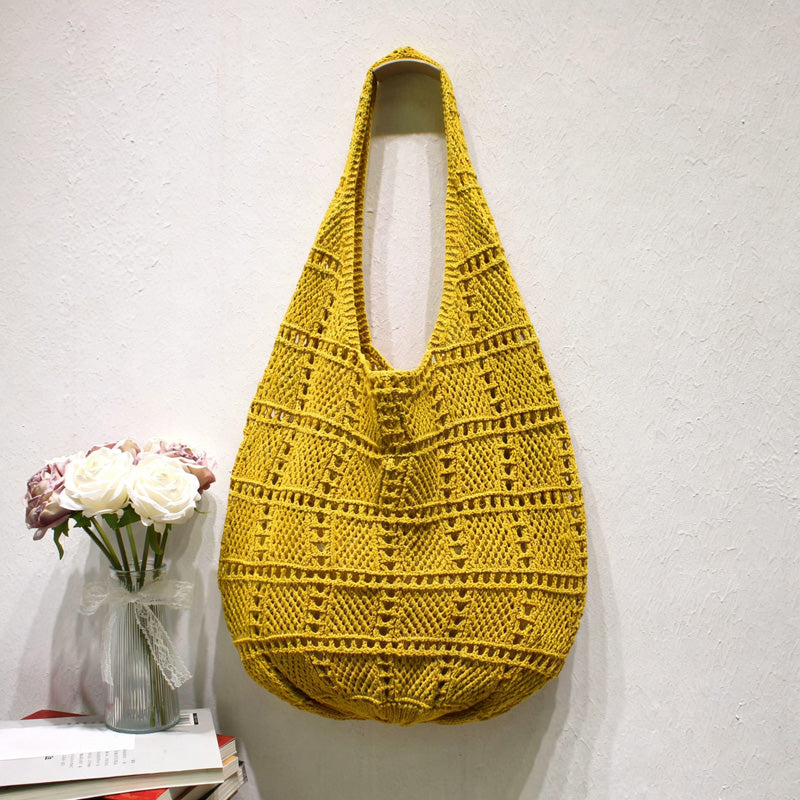 Casual Solid Color Hollow Beach Tote Bag 6W10BBG1779