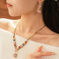 Fashion Colorful Rhinestones Heart Pendant Necklace 6W6JNC937