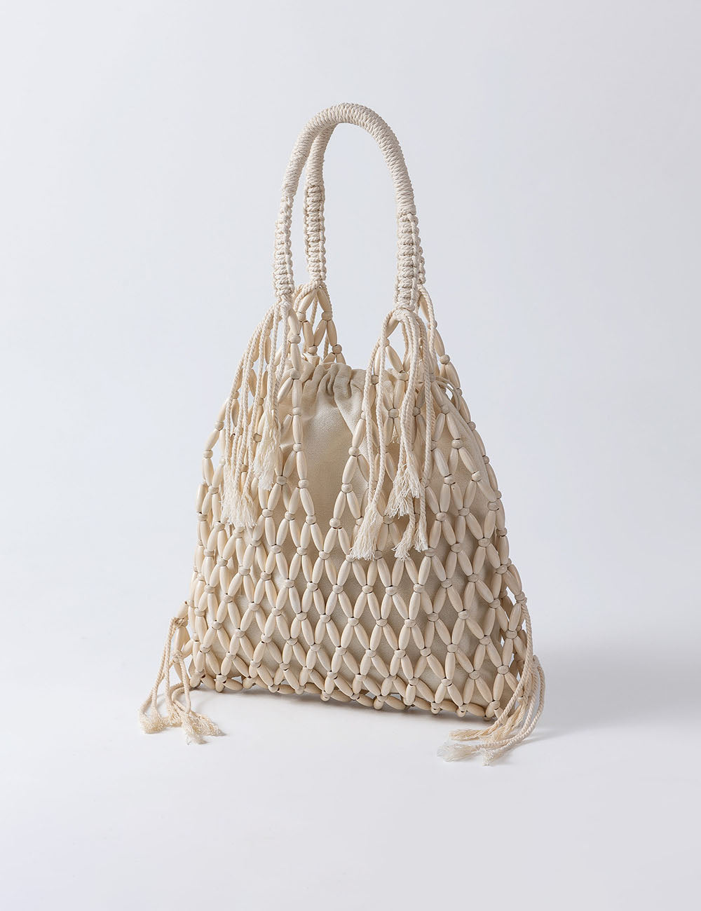 Tassel Wood Bead Shoulder Bag - DippedShop Wholesale - #3619