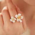Trendy Enamel Flower Cubic Zirconia Open Ring 6W6JRG374