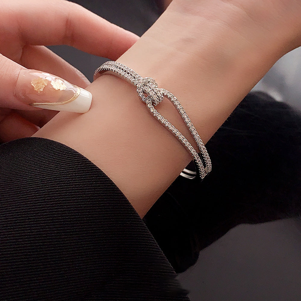 Stylish Gold Plated Splice Double Layer Bracelet 6W6JBR681