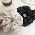 Simple Solid Color Striped Ruffled Scrunchies 6W6HSR375