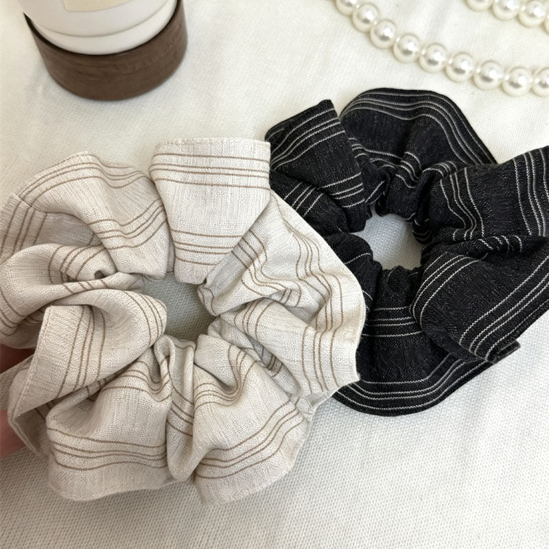 Simple Solid Color Striped Ruffled Scrunchies 6W6HSR375