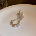Trendy Sparkly Rhinestone C-Shaped Hoop Earrings 6W6JER726