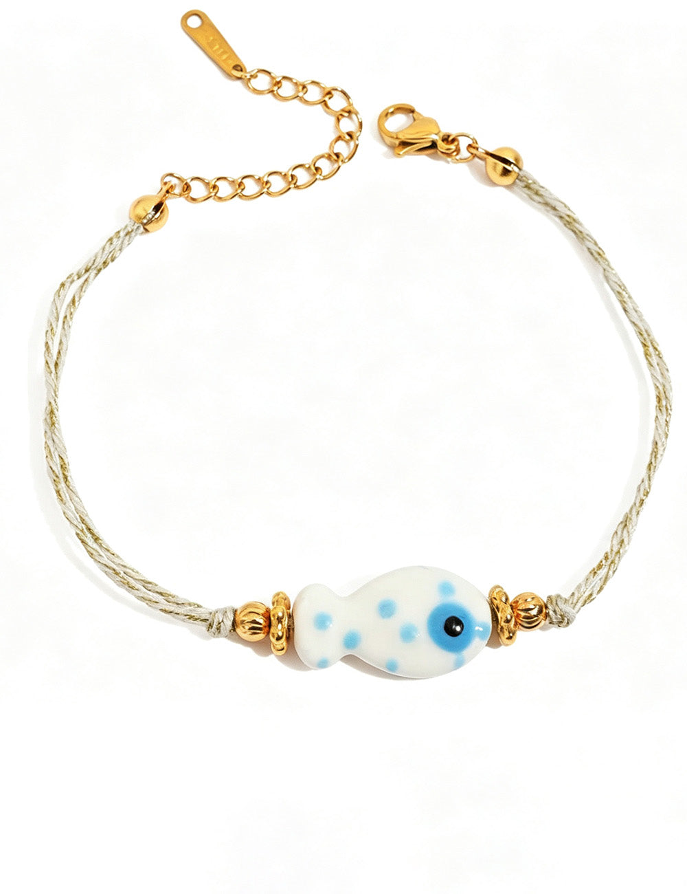Cute Fish Pendant Rope Bradided Bracelet 6W6JBR354