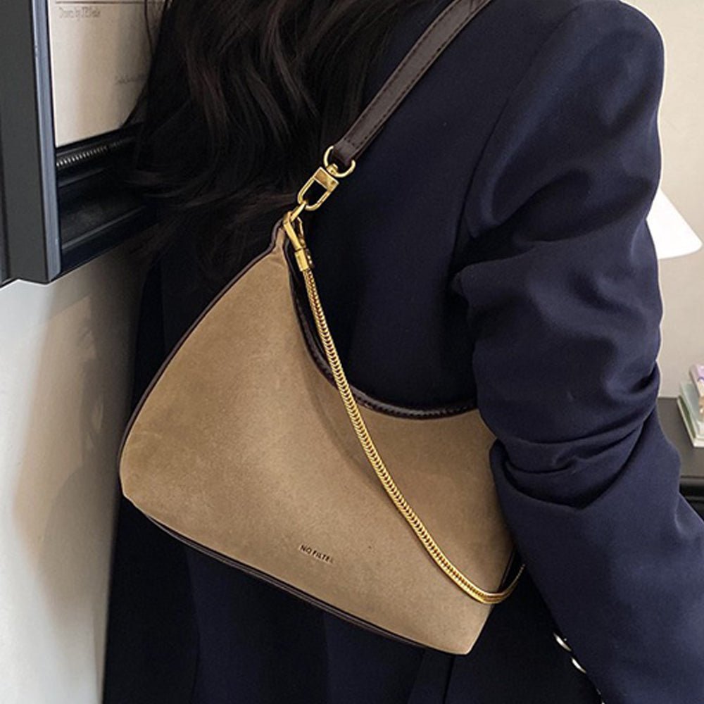 Retro Gold Chain Accent Hobo Crossbody Bag 6W10BBG2506