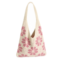Fresh Color Block Flower Knitted Tote Hnadbag 6W10BBG1789