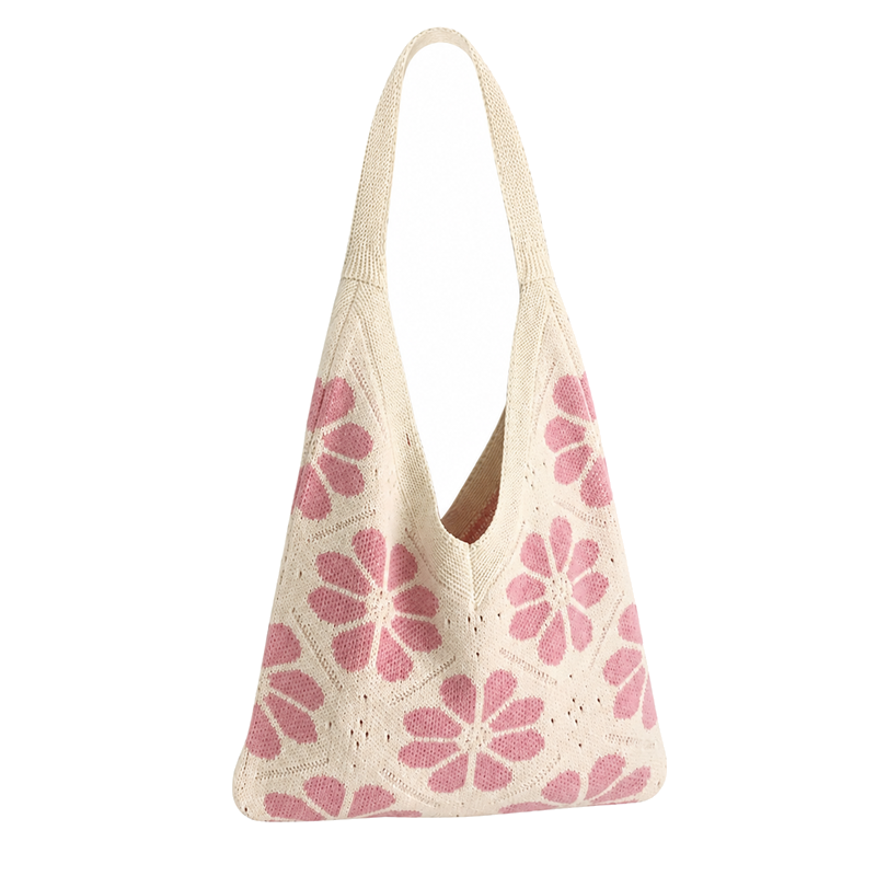 Fresh Color Block Flower Knitted Tote Hnadbag 6W10BBG1789
