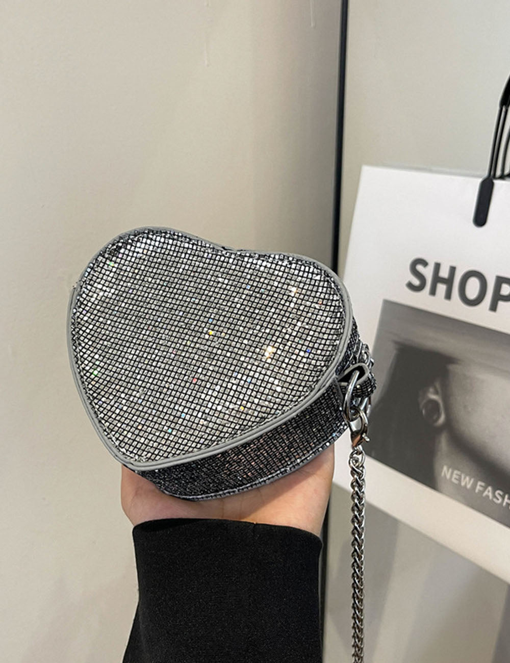 Sparkly Rhonestone Heart Shape Purse Crossboay Bag 6W10BBG1735