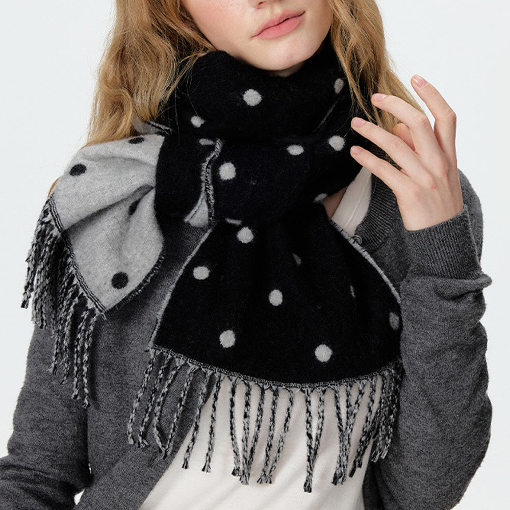 Reversible Polka Dot Fringe Scarf - DippedShop Wholesale - #1379