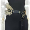 Punk Style Fur Studded Wide Leather Belt 6W6JBT207