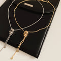 Chic Gold Plated Rhinestone Circle Pendant Y-necklaces 6W6JNC936