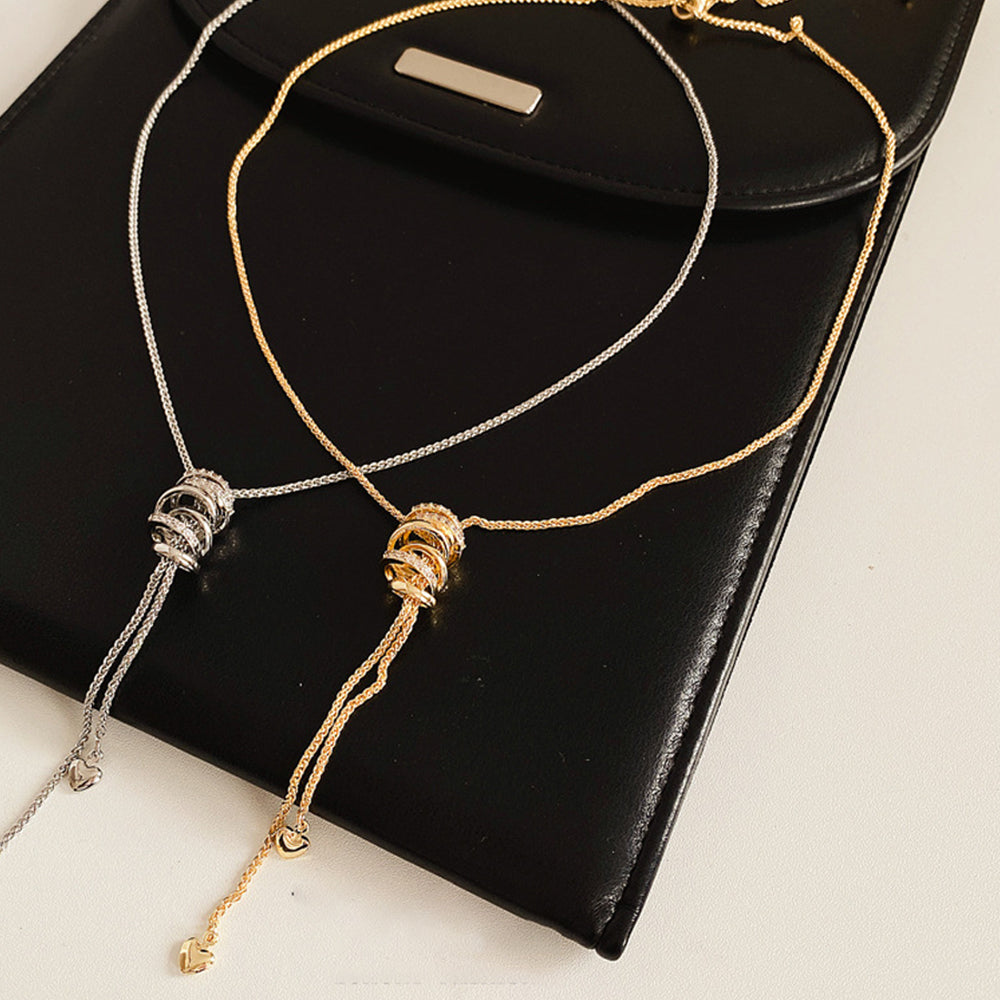 Chic Gold Plated Rhinestone Circle Pendant Y-necklaces 6W6JNC936