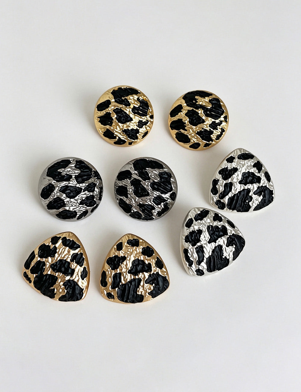 Vintage Geometric Round Leopard Print Stud Earrings 6W6JER595