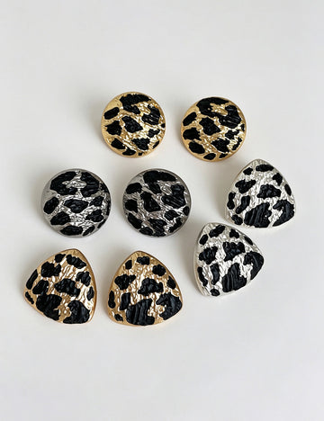 Vintage Geometric Round Leopard Print Stud Earrings 6W6JER595