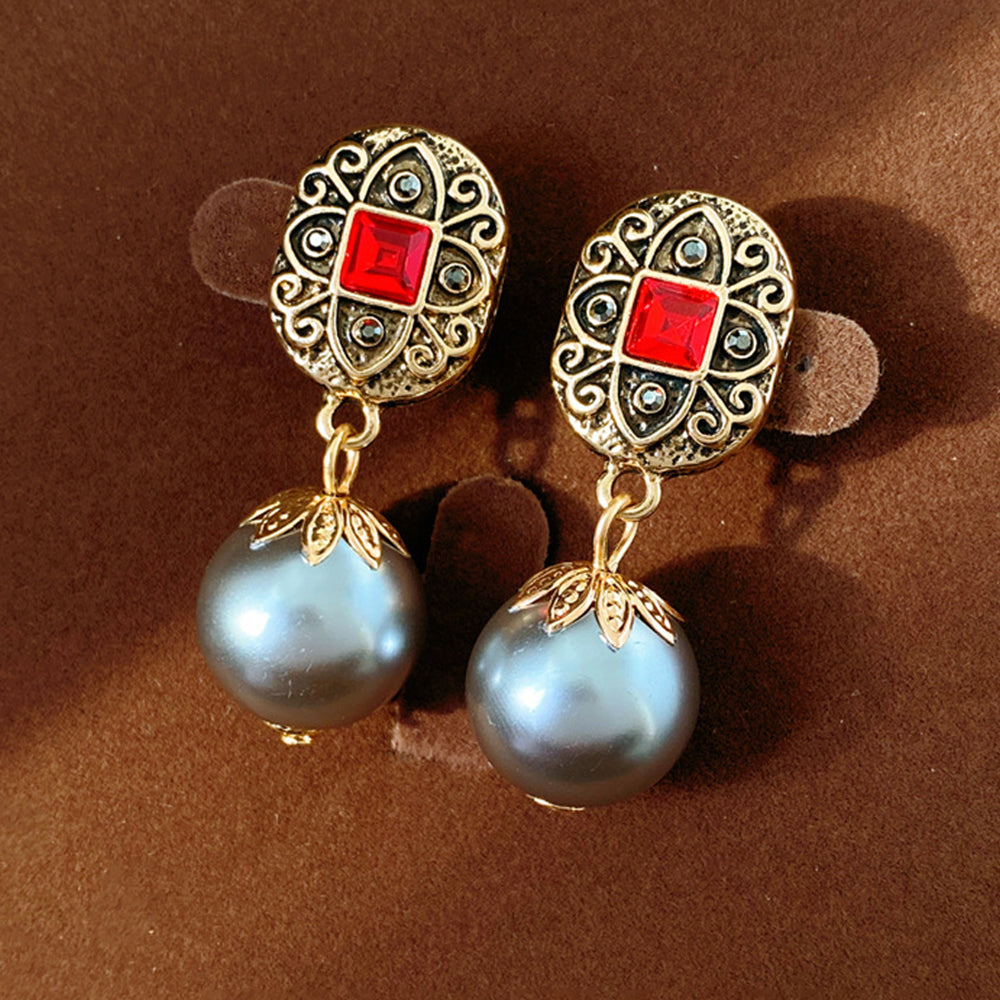 Retro Double Layer Geometry Pearl Necklace 6W6JNC952