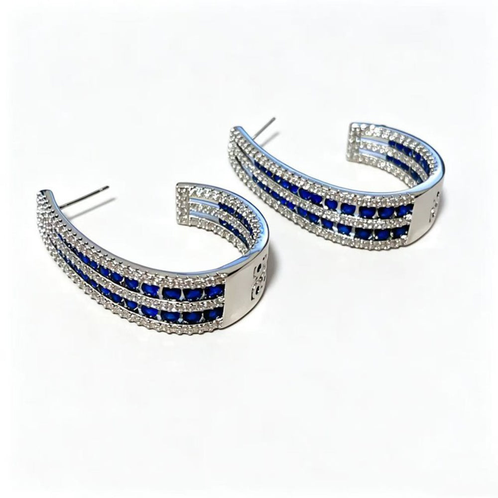 C-Shaped Zirconia Stud Earrings - DippedShop Wholesale - #1779