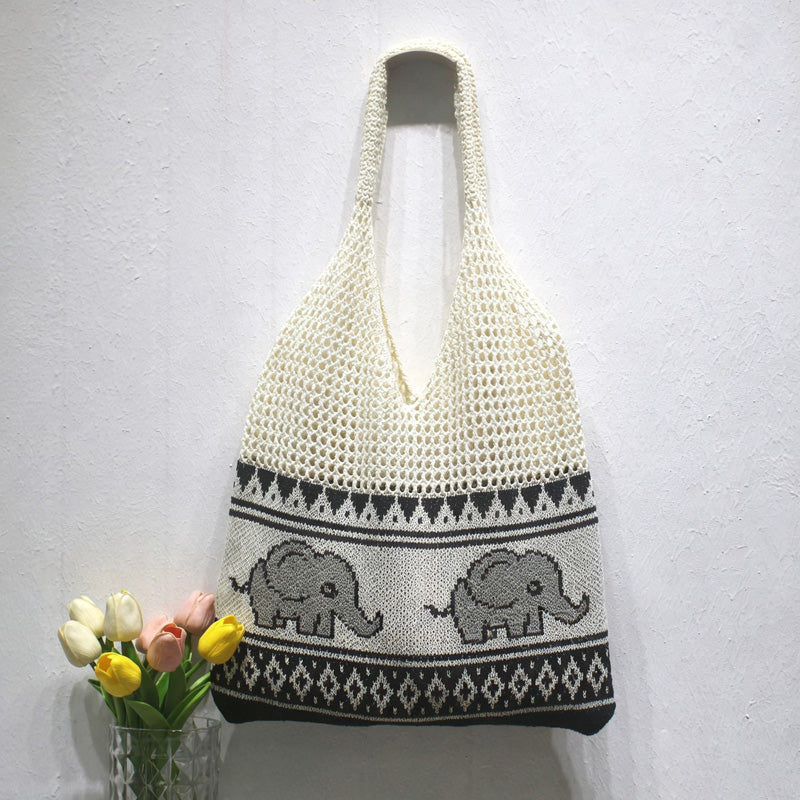 Retro Elephant Knitted Hollow Shoulder Bag 6W10BBG1795