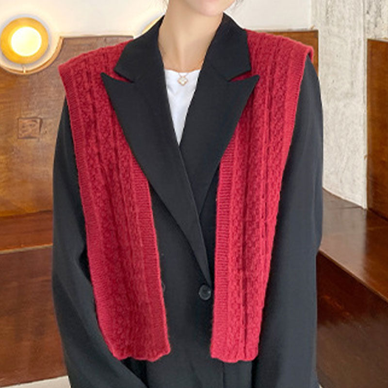 Trendy Solid Color Hooded Knit Shawl Wrap 6W6NSC57