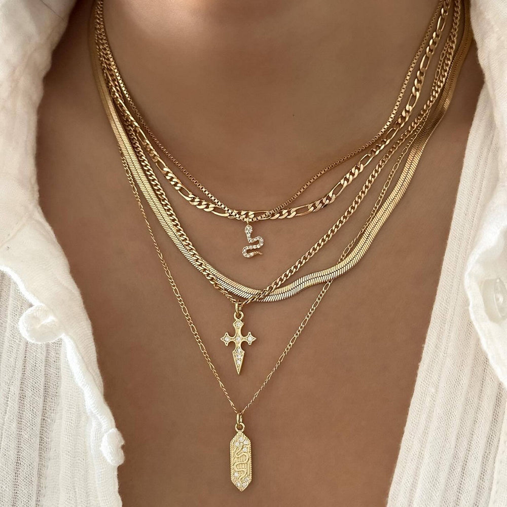 Layered Cross Pendant Necklace - DippedShop Wholesale - #8451