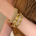 Vinatge Multi-Layer Pearl Rhinestone Bangle Bracelet 6W6JBR588