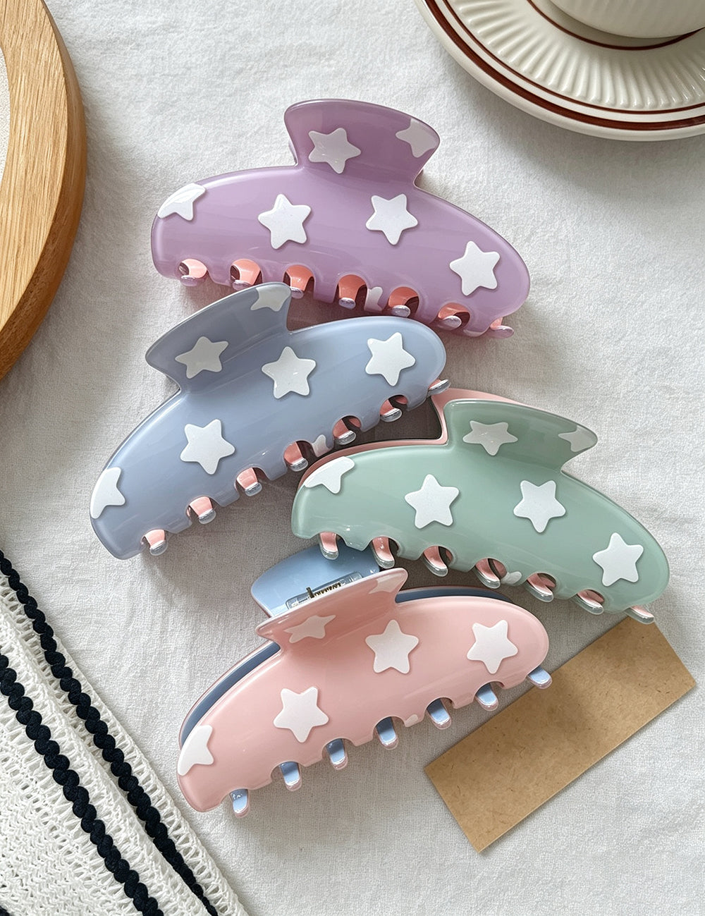Candy Color Star Print Large Hair Claw 6W6HCP1661