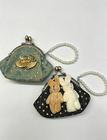 Denim Kiss-Lock Coin Purse - DippedShop Wholesale - #3891