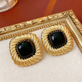 Twisted Rope Gold Square Stud Earrings 6W6JER775