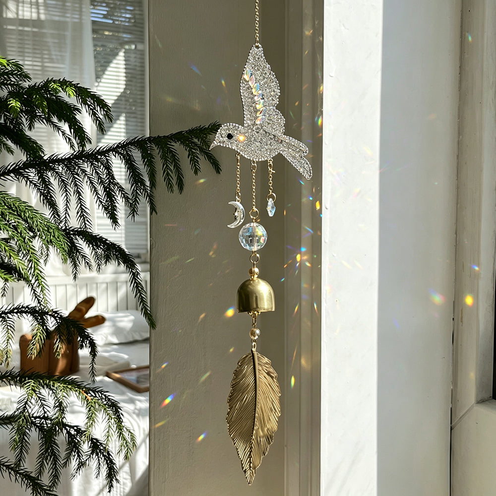 Sparkling Hummingbird Crystal Sun Catcher Wind Chime 6H7HLS206