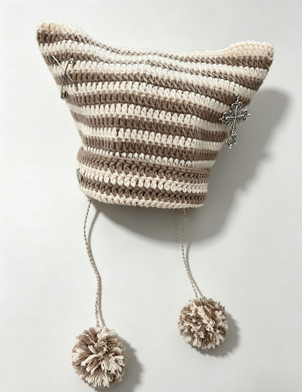 Cross Pendant Cat Eye Beanie - DippedShop Wholesale - #9363