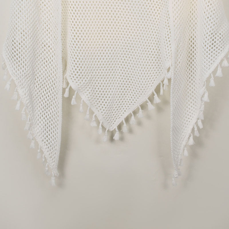 Crochet Tassel Triangle Shawl - DippedShop Wholesale - #7267