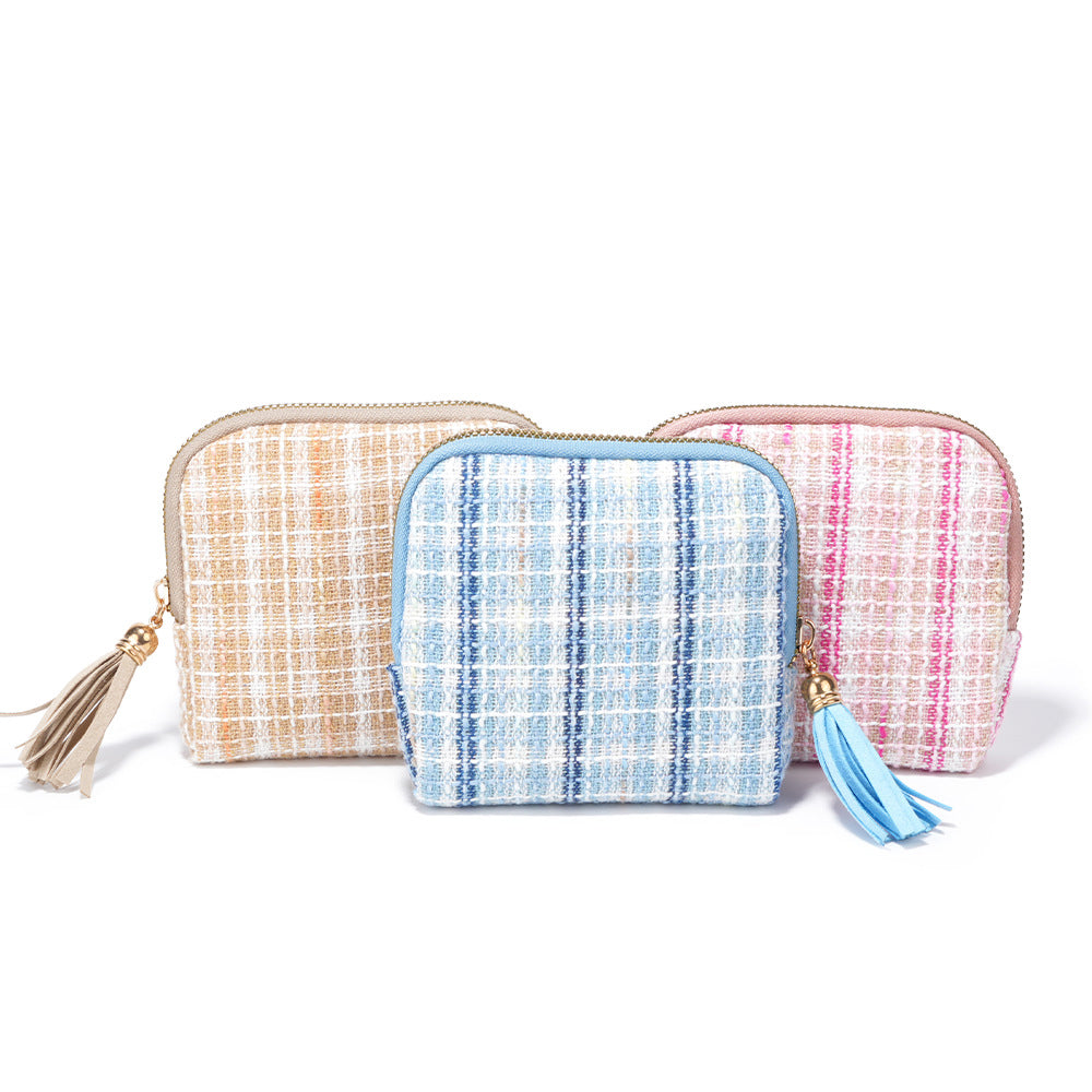 Tweed Jewelry Travel Pouch - DippedShop Wholesale - #7331