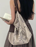 Retro Animal Print Linen Shoulder Bag 6S10BBG1553