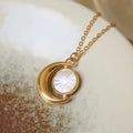 French Crescent Moon Mother of Pearl Pendant Necklace 6W6JNC1010
