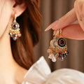 Vintage Rhinestone Pearl Tassel Drop Earrings 6W6JER728