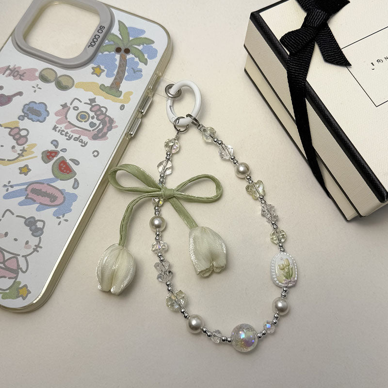 Stylish Tulip Beaded Chain Keychain Bag Charm 6W10BBC415