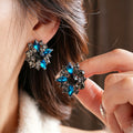 Gothic Crystal Flower Stud Earrings 6W6JER779