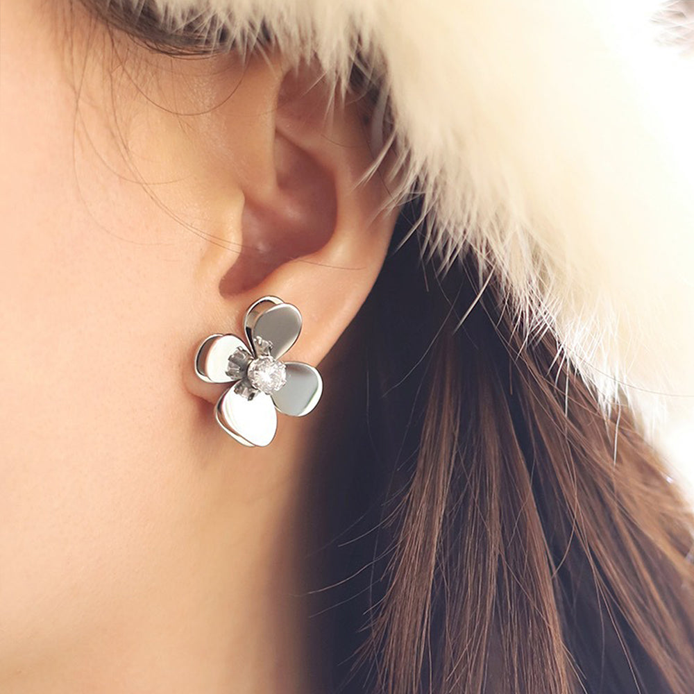Flower Rhinestone Stud Earrings - DippedShop Wholesale - #0131