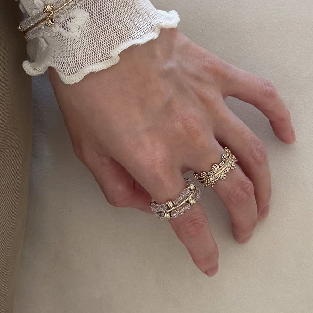 Crystal Bead Open Ring - DippedShop Wholesale - #4483