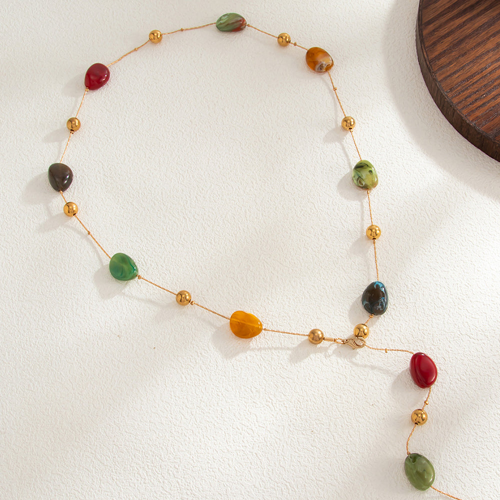 Resin Bead Long Necklace - DippedShop Wholesale - #7811